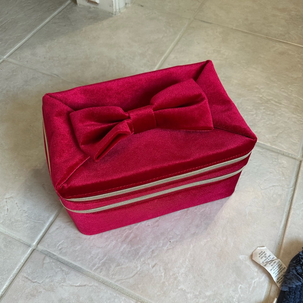 Red Velvet Cosmetic Bag with Bow